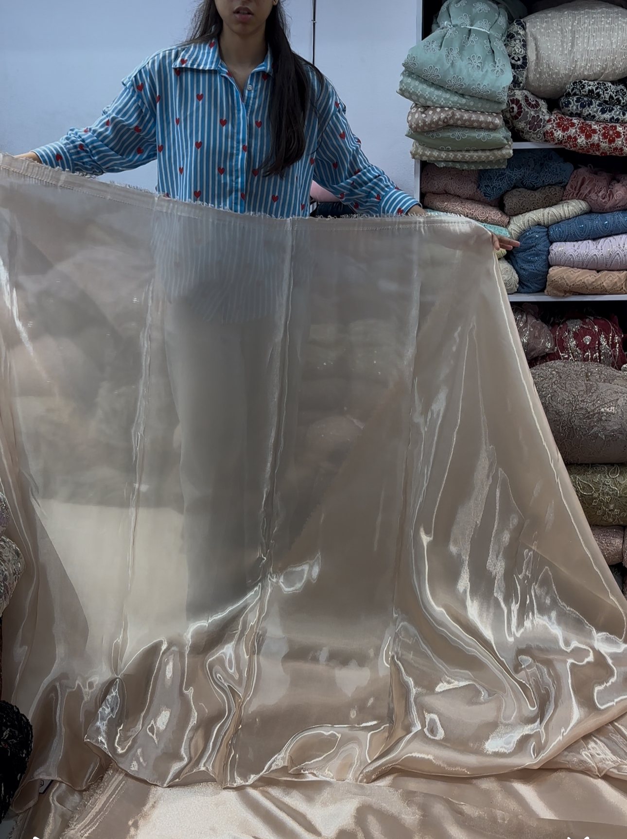Plain satin for drape saree