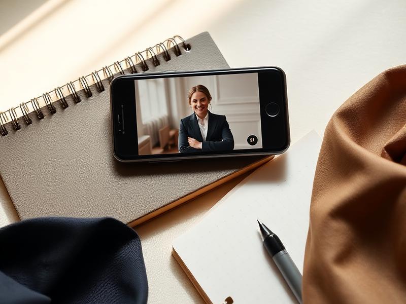 Video call with designer to discuss outfit