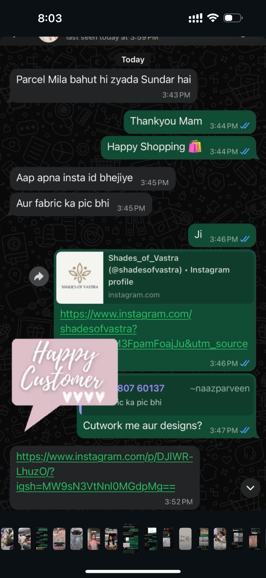 Customer review: parcel mila bahut hi zyada sundar hai